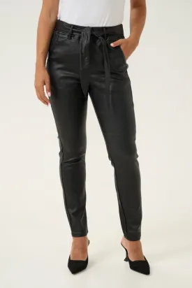 REMOVABLE BELT BLACK WAXED ANKLE PANT