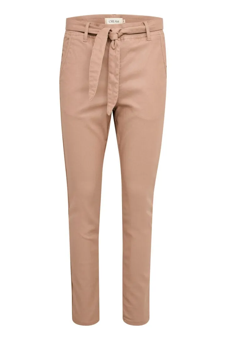 REMOVABLE BELT TAUPE WAXED ANKLE PANT