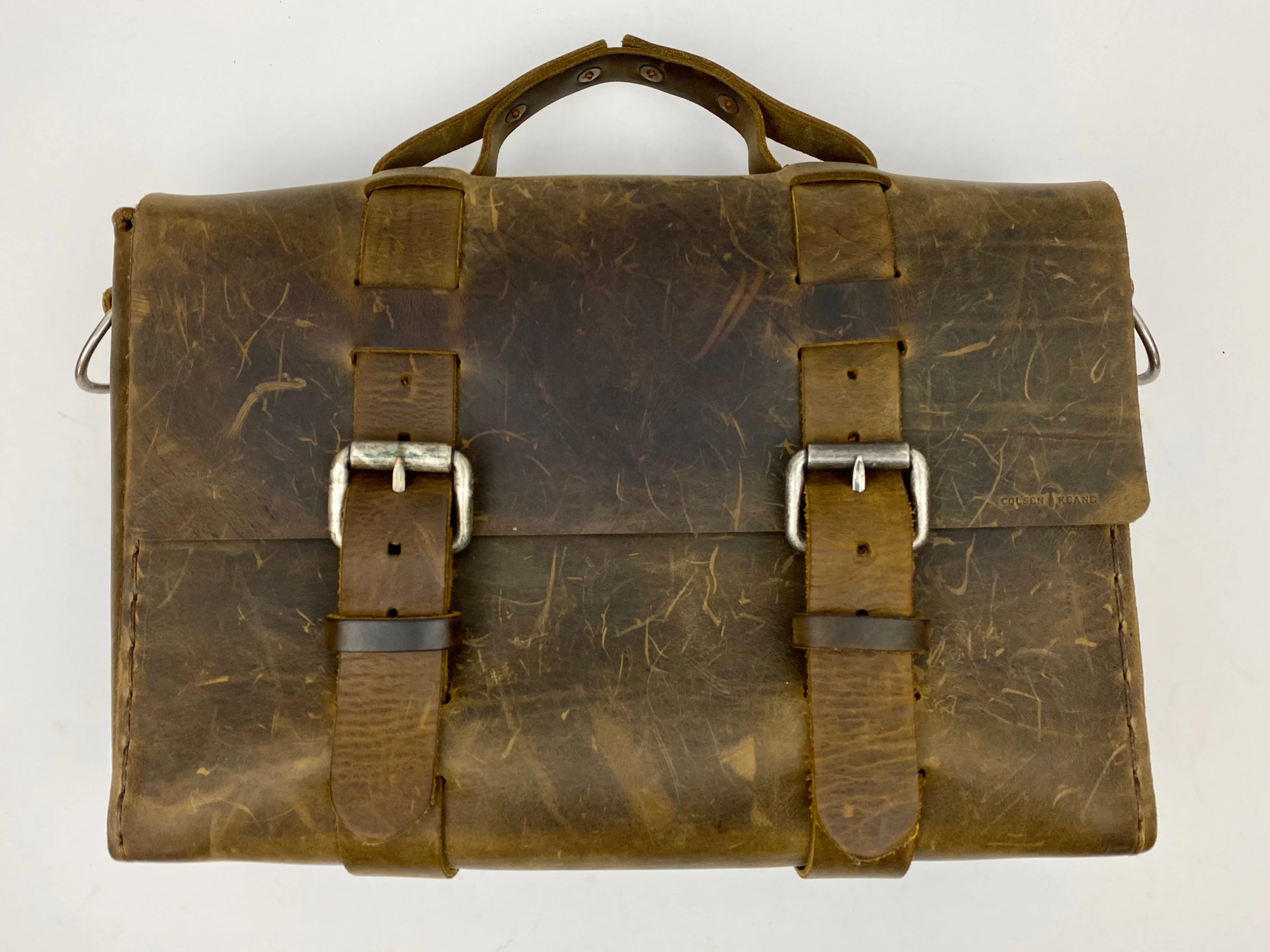 Seasoned No. 4313 - Minimalist Standard Leather Satchel in Crazy Horse with Rollerboard Strap
