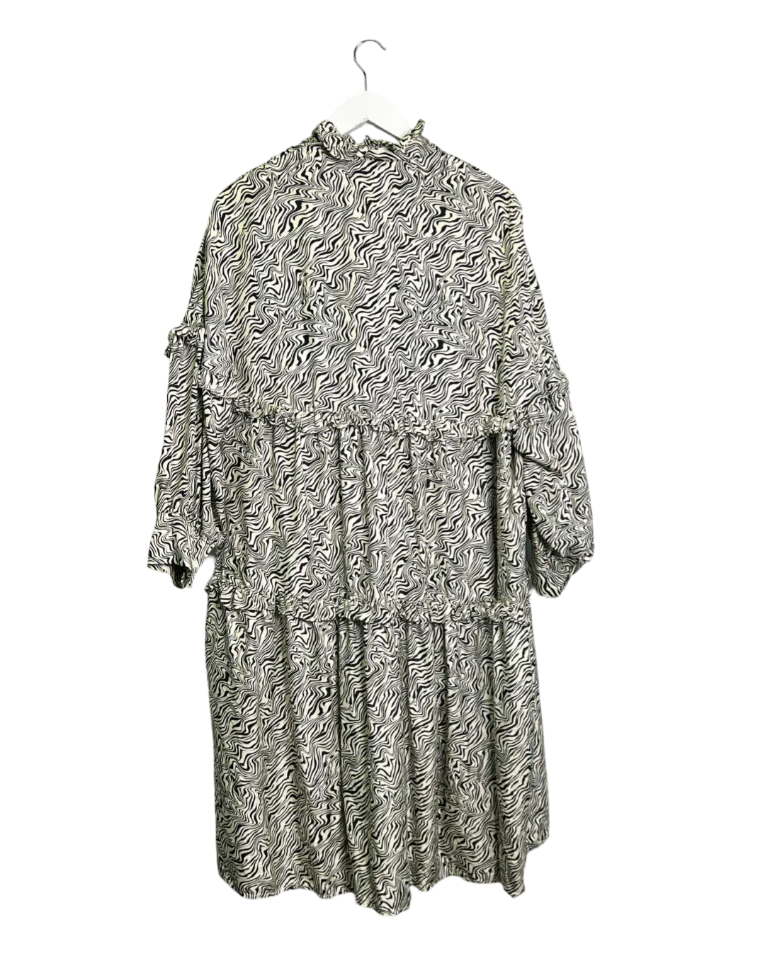 Size S (FR 38) - Sandro Black/White Trippy Tiered Midi Dress