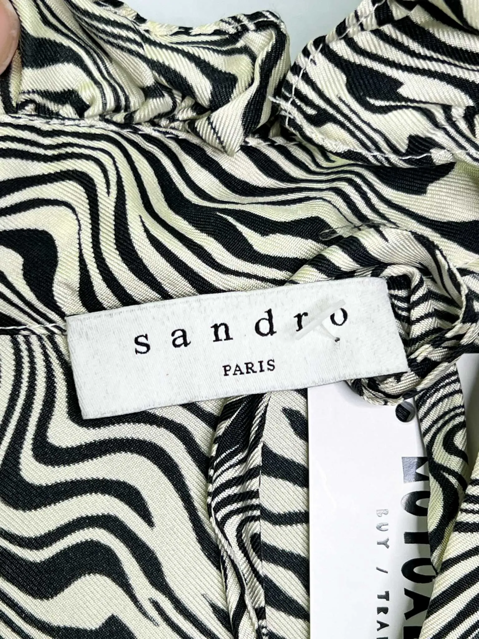 Size S (FR 38) - Sandro Black/White Trippy Tiered Midi Dress