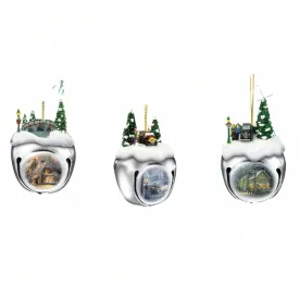 The Ashton-Drake Galleries Winter Sleigh Bells #17 Ornament Collection Set of 3 Christmas Decoration by Thomas Kinkade 3-inches