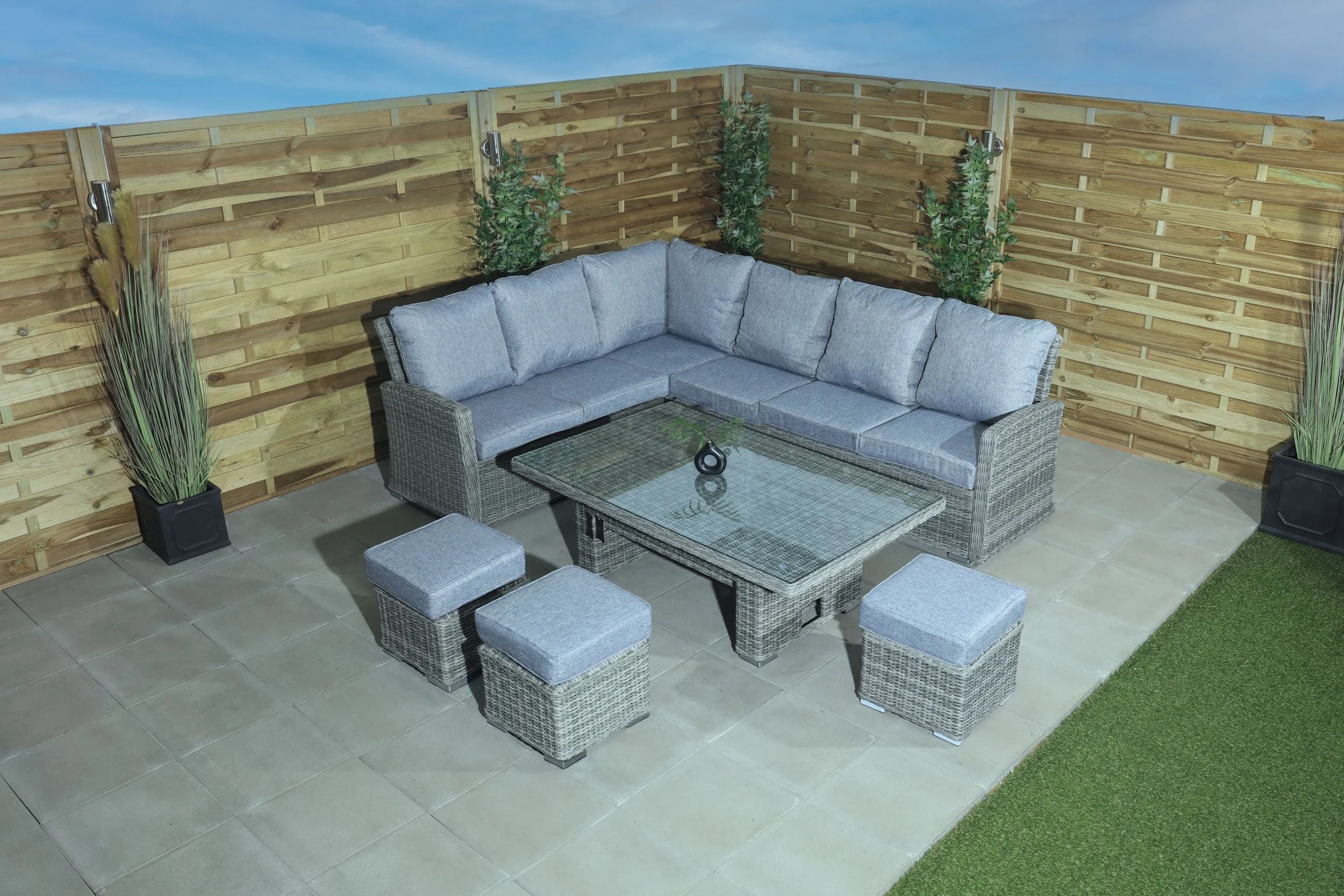 The Panama Rectangle Lounge Dining Set ( Adjustable Table )