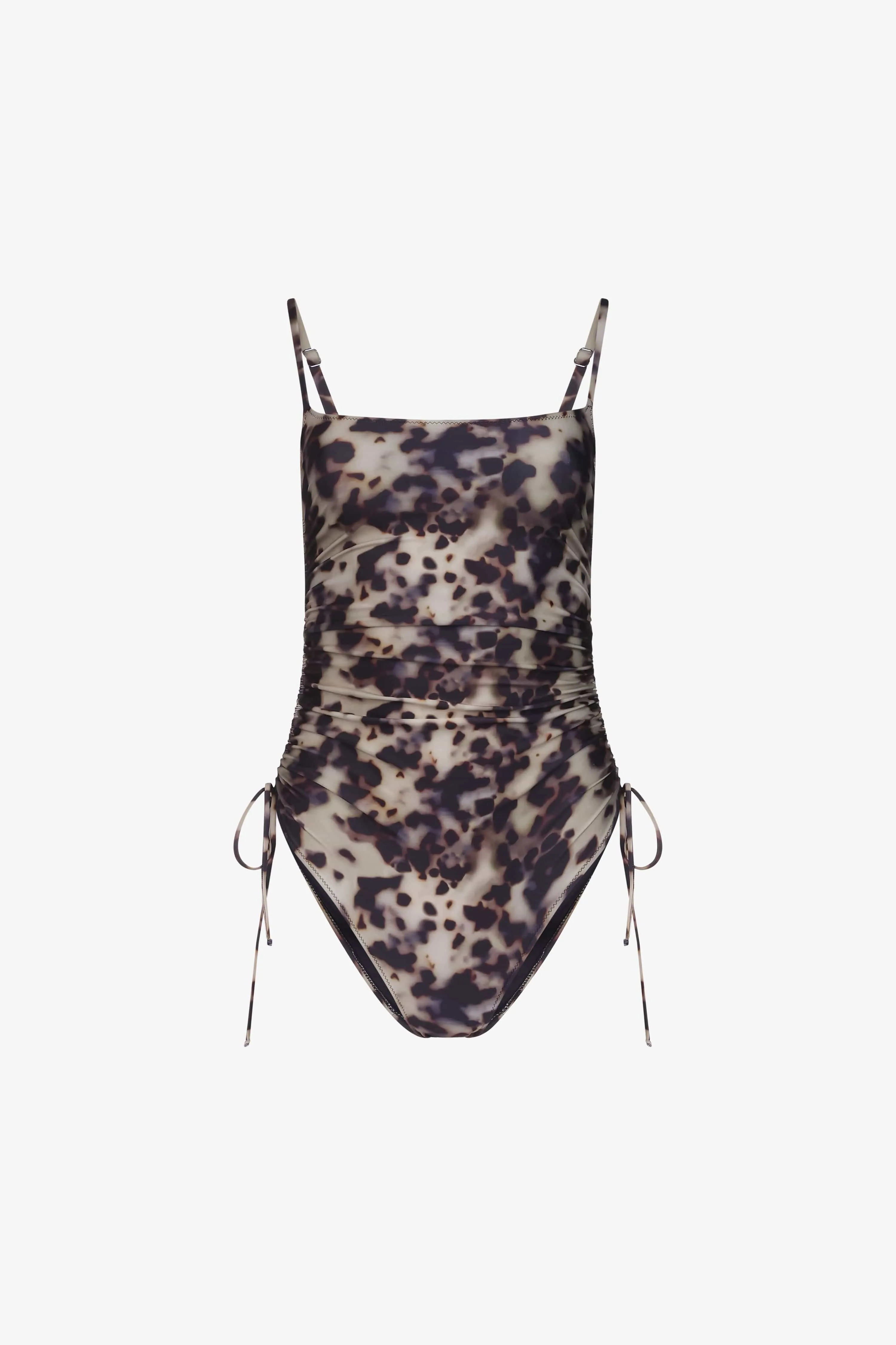 Tortoise Lace-Up Ruched One Piece