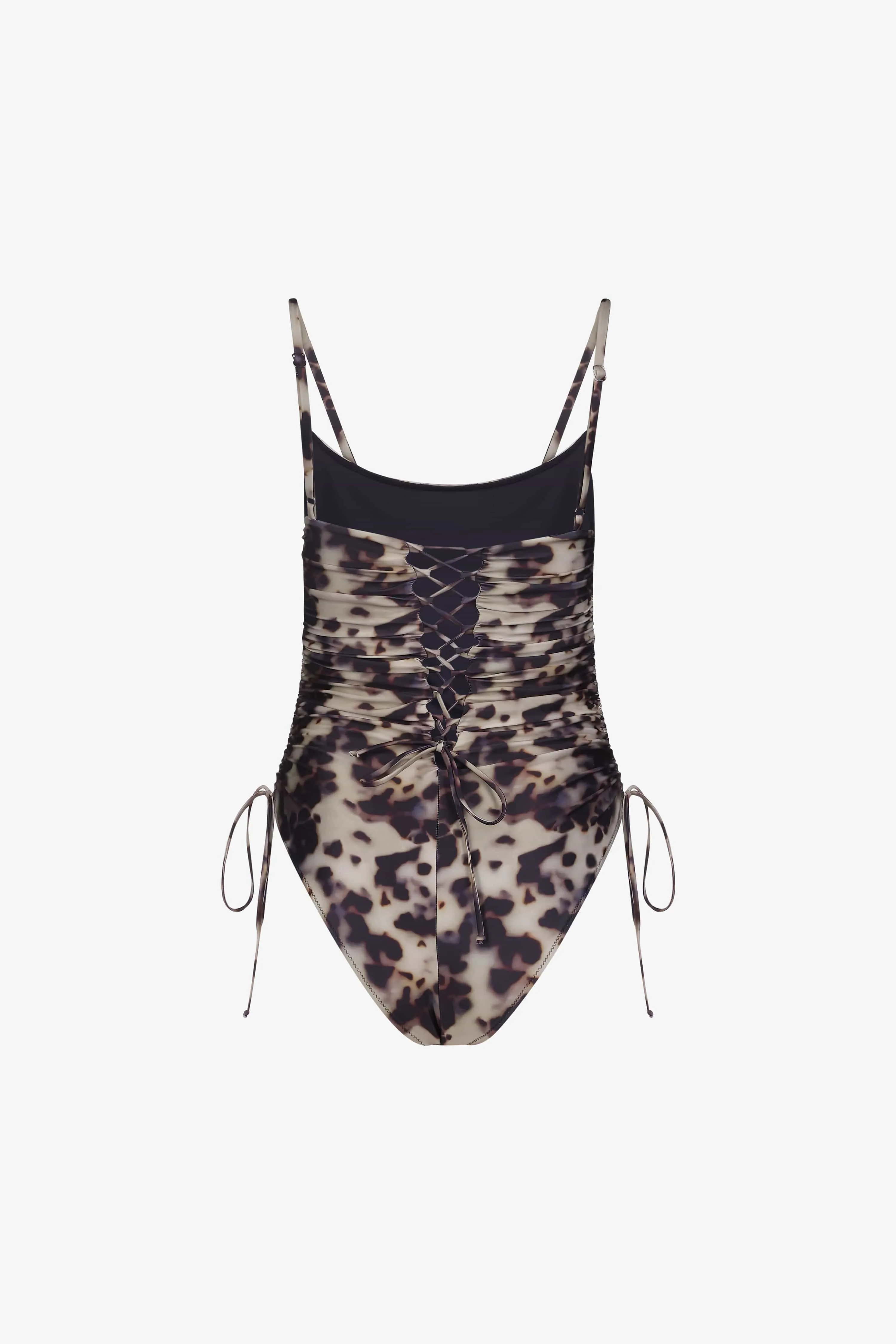 Tortoise Lace-Up Ruched One Piece