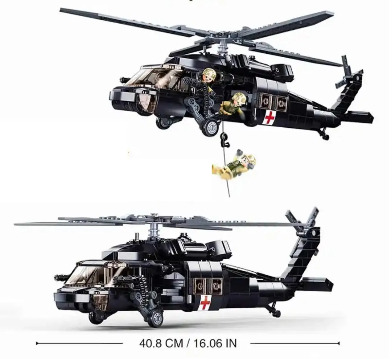 US UH-60 Marine Medical Black Hawk Military Helicopter Building Block Set