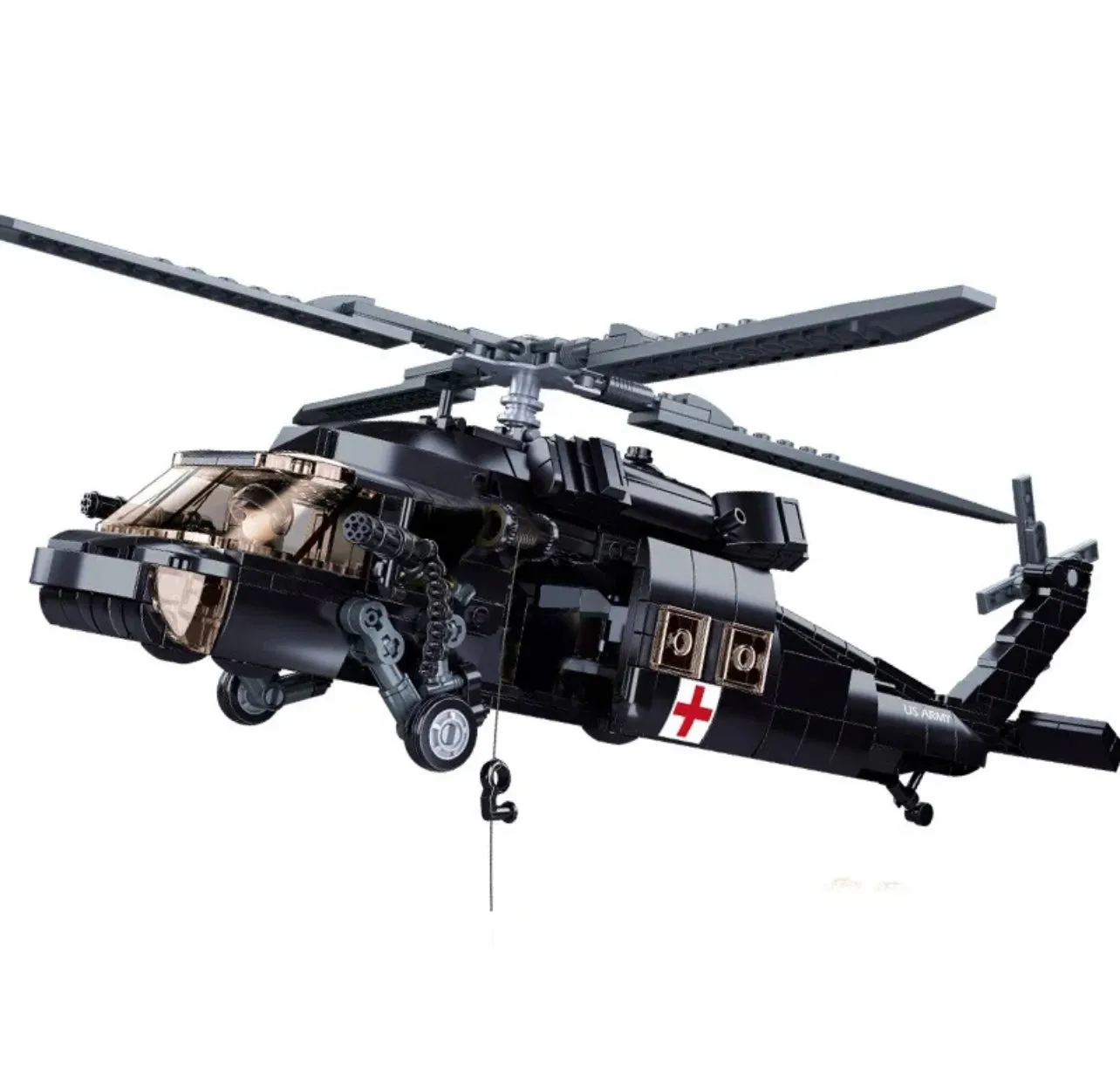 US UH-60 Marine Medical Black Hawk Military Helicopter Building Block Set