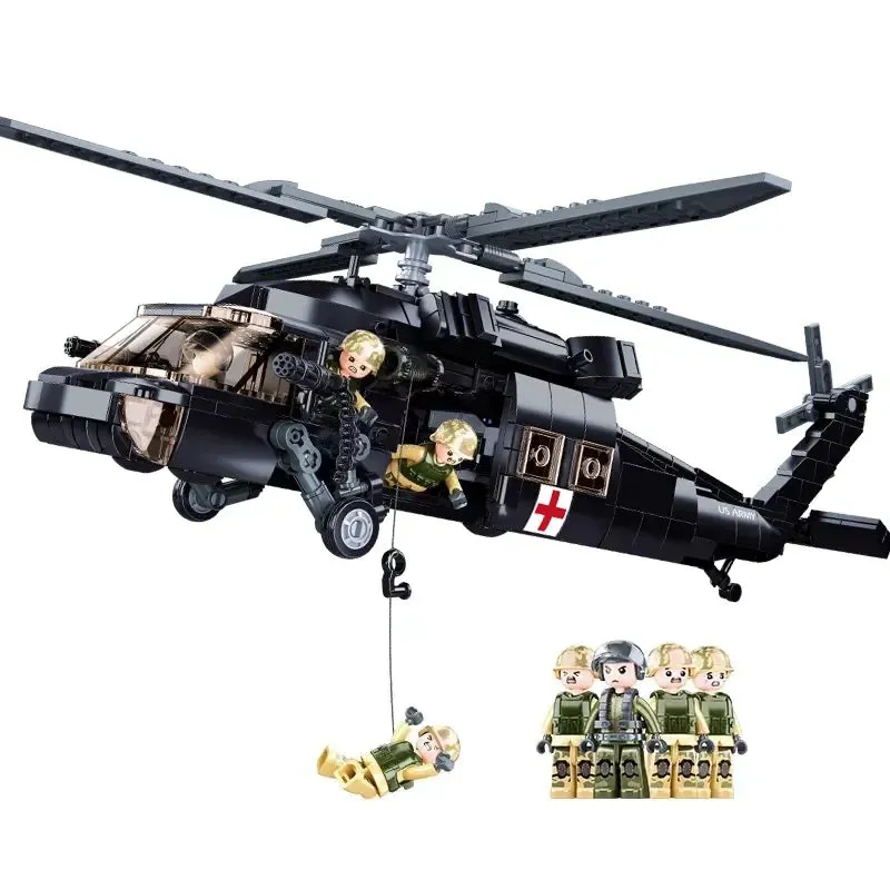 US UH-60 Marine Medical Black Hawk Military Helicopter Building Block Set