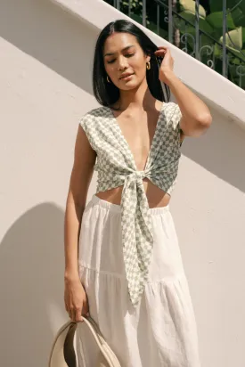 Valentina Top in Sage Check
