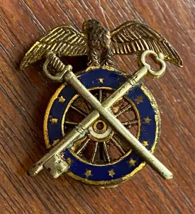 Vintage Gold Tone Enamel Army Quartermaster Corp Brooch Pin