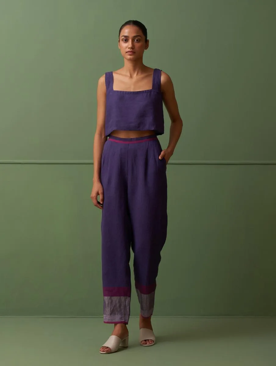 Wera Tapered Linen Pants - Byzantium
