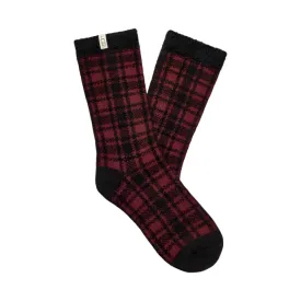WOMEN'S UGG JOSEPHINE FLEECE LINED SOCK | RUBIOUS / BLACK BUFFALO CHECK